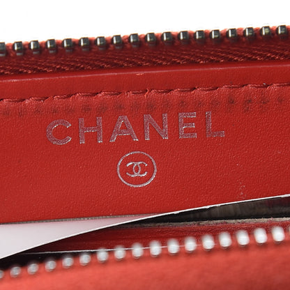 Chanel Caviar Quilted Small Zip Around Wallet Red 8 of 14
