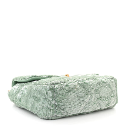 Chanel Sequin Quilted Medium Chanel 19 Flap Light Green 4 of 10