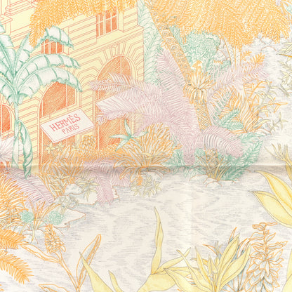 Hermes Silk Faubourg Tropical Scarf 45 Abricot Jaune Vert 2 of 3