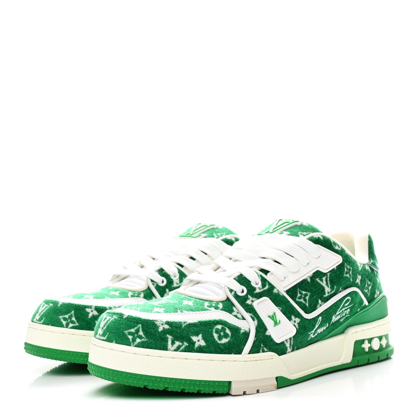 Jacquard Velvet Monogram Mens LV Trainer Sneakers 9 Vert