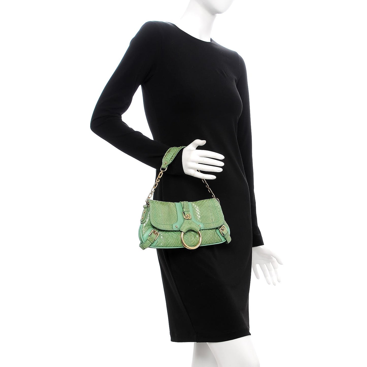 Snakeskin Small Shoulder Bag Green