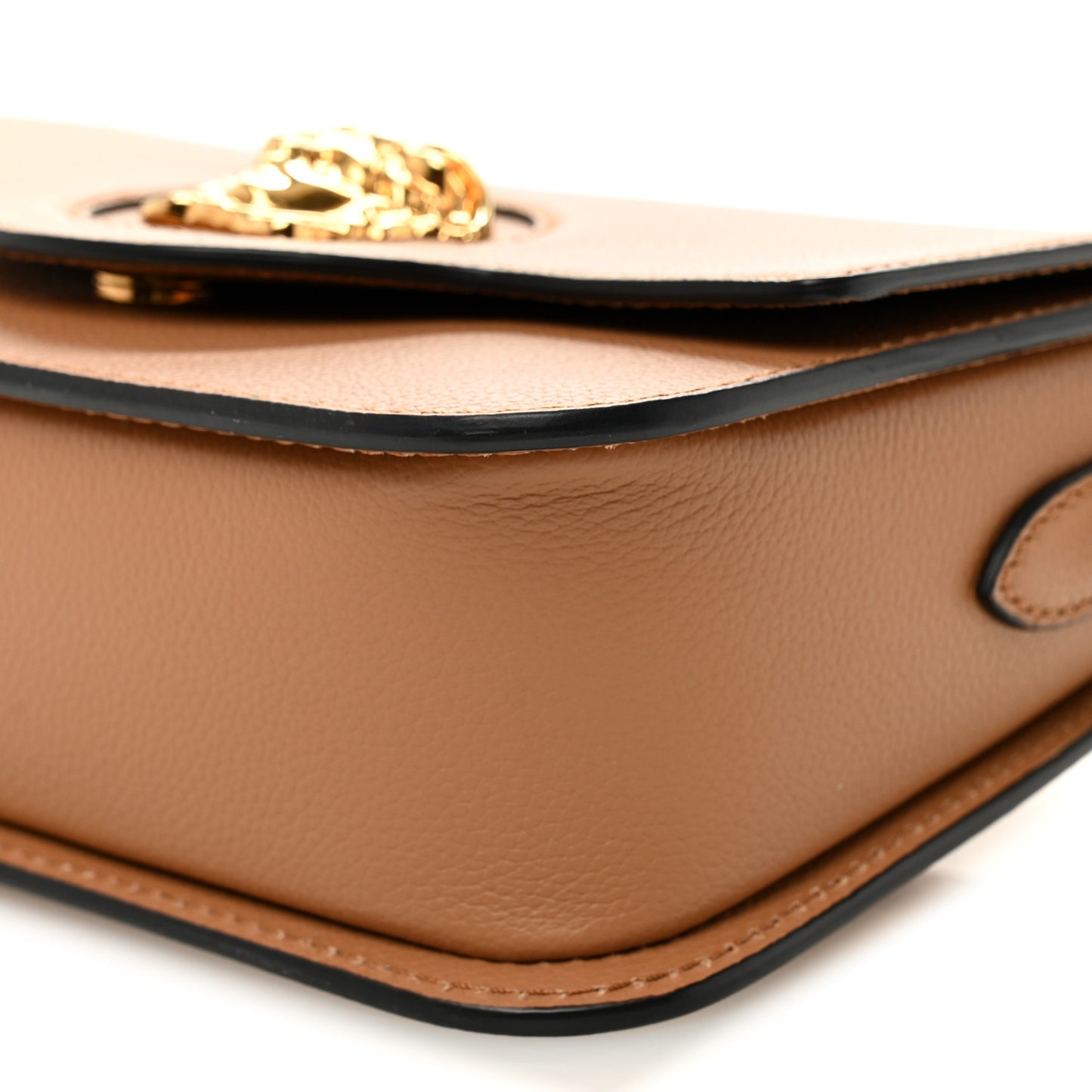Grained Calfskin La Medusa Flap Shoulder Bag Brown