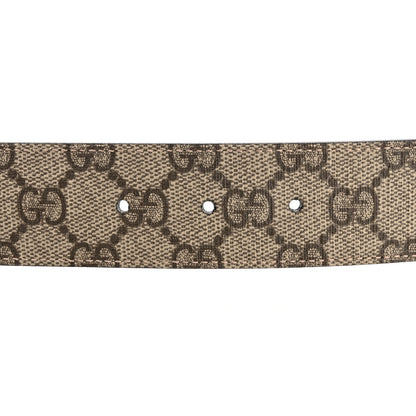 Gucci GG Supreme Monogram Plutone Calfskin Double G Reversible 37mm Belt 110 44 Beige Ebony New Acero 8 of 10