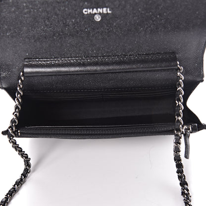 Chanel Iridescent Caviar Quilted Wallet On Chain WOC Black 5 of 12