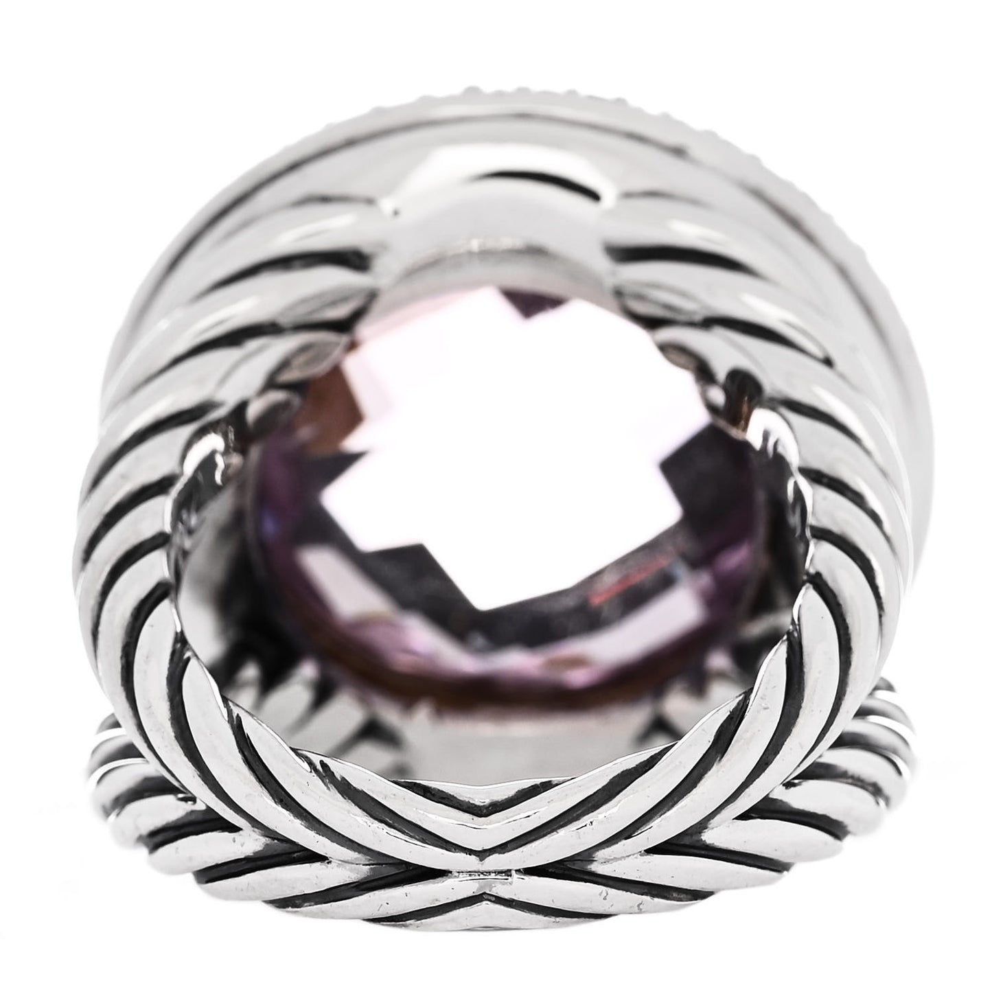 Sterling Silver Diamond Amethyst 18mm Cerise Ring 54 7