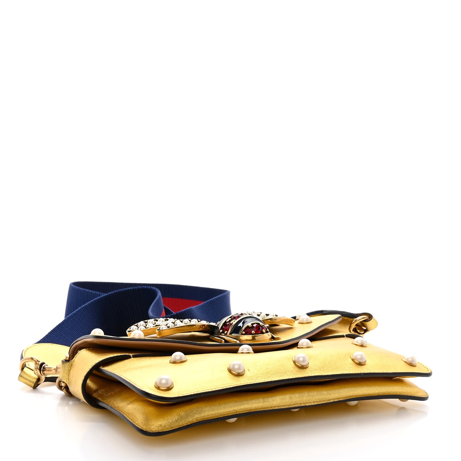 Gucci Metallic Nappa Pearl Studded Mini Queen Margaret Broadway Shoulder Bag Gold 4 of 16