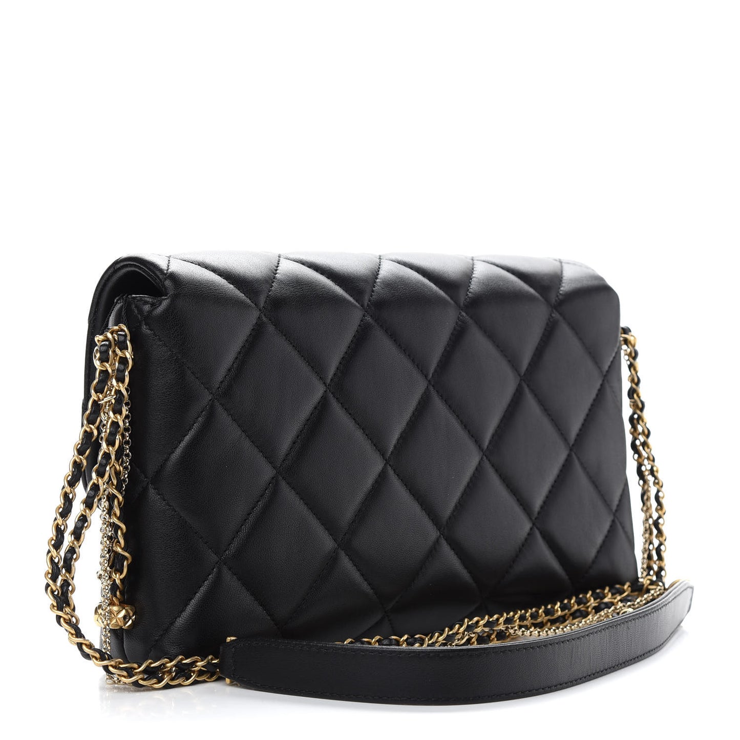 Lambskin Quilted Crush On Chains Flap Bag Black