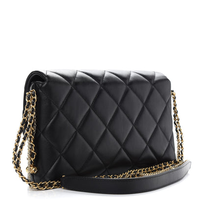 Chanel Lambskin Quilted Crush On Chains Flap Bag Black 3 of 9
