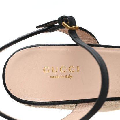 Gucci Nappa Matelasse GG Marmont Slingback Platform 45/130mm Espadrille Wedges 39.5 Black 8 of 10