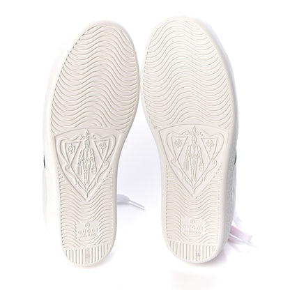 Gucci Calfskin Ayers Bee Embroidered Womens Ace Sneakers 34 White Green 5 of 10