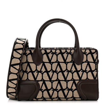 Valentino Garavani Toile Iconographe Goatskin Small Le Quatrieme Shopping Bag Naturale Black Fondant 3 of 11