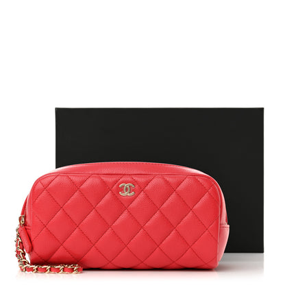 Chanel Caviar Quilted Toiletry Case With Chain Dark Pink 11 of 11