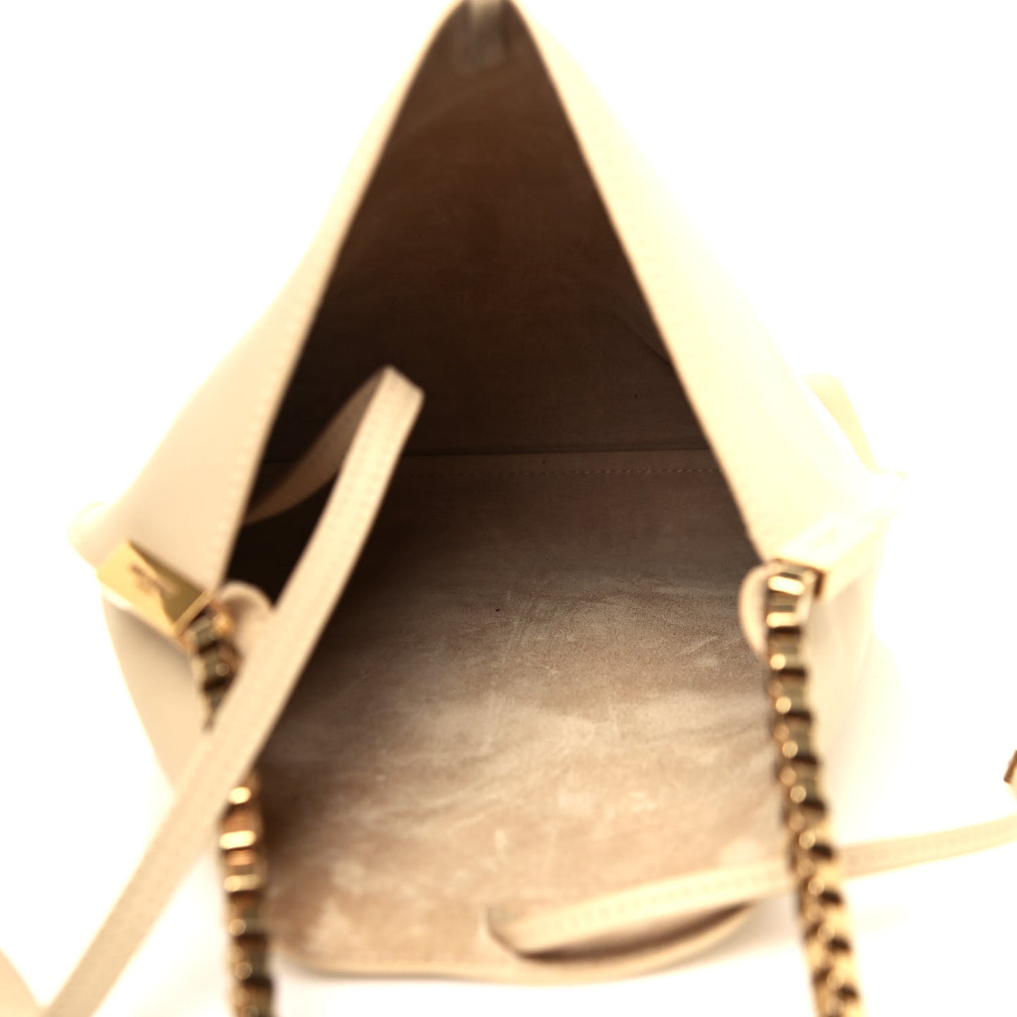 SAINT LAUREN Smooth Calfskin Small Suzanne Hobo Ivory Natural