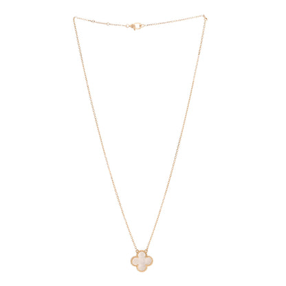 Van Cleef & Arpels 18K Yellow Gold Mother of Pearl Vintage Alhambra Pendant Necklace 3 of 6