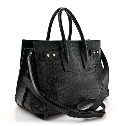 Saint Laurent Calfskin Crocodile Embossed Small Sac de Jour Black 3 of 20