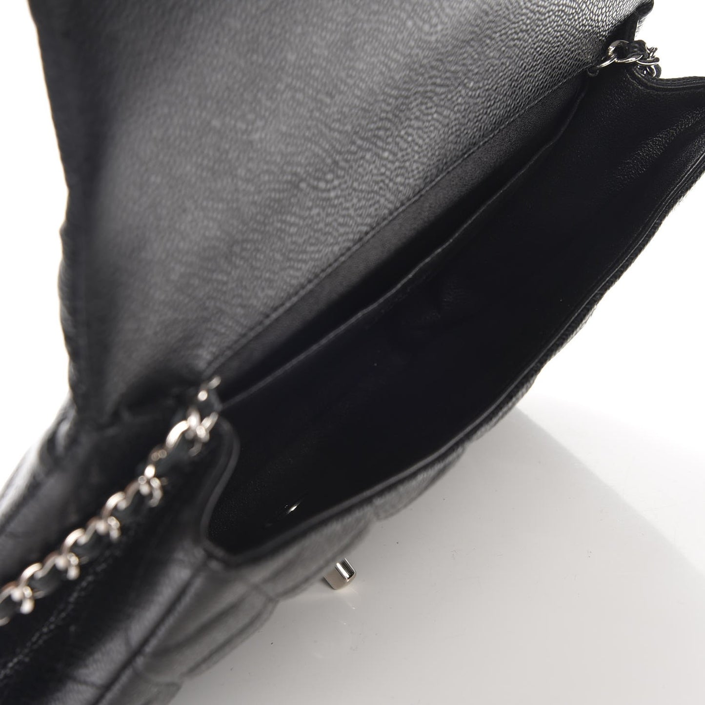 Caviar Quilted Clutch With Chain Flap Black