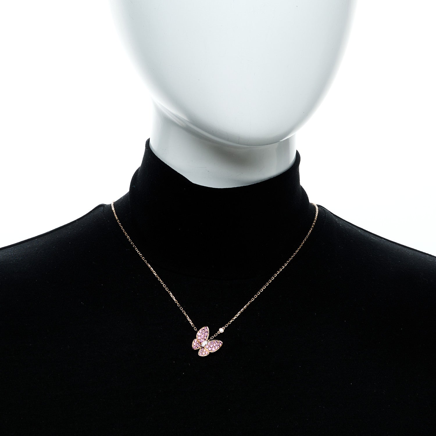 Van Cleef & Arpels 18K Rose Gold Diamond Pink Sapphire Two Butterfly Pendant Necklace 2 of 7