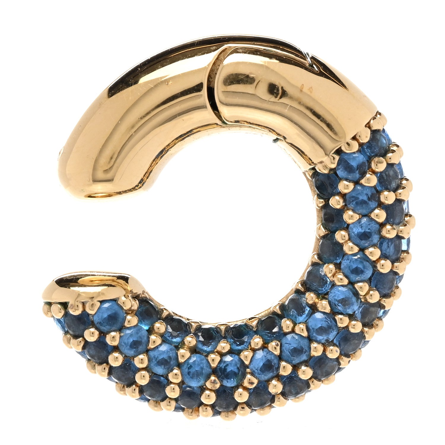 Fendi Metal Crystal Ear Cuff Blue Gold 1 of 5