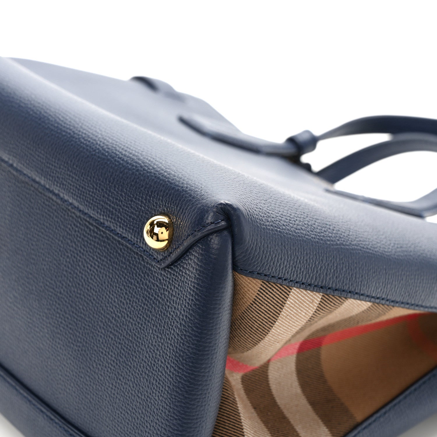 Burberry Derby Calfskin Vintage Check Medium Banner Tote Regency Blue 10 of 12