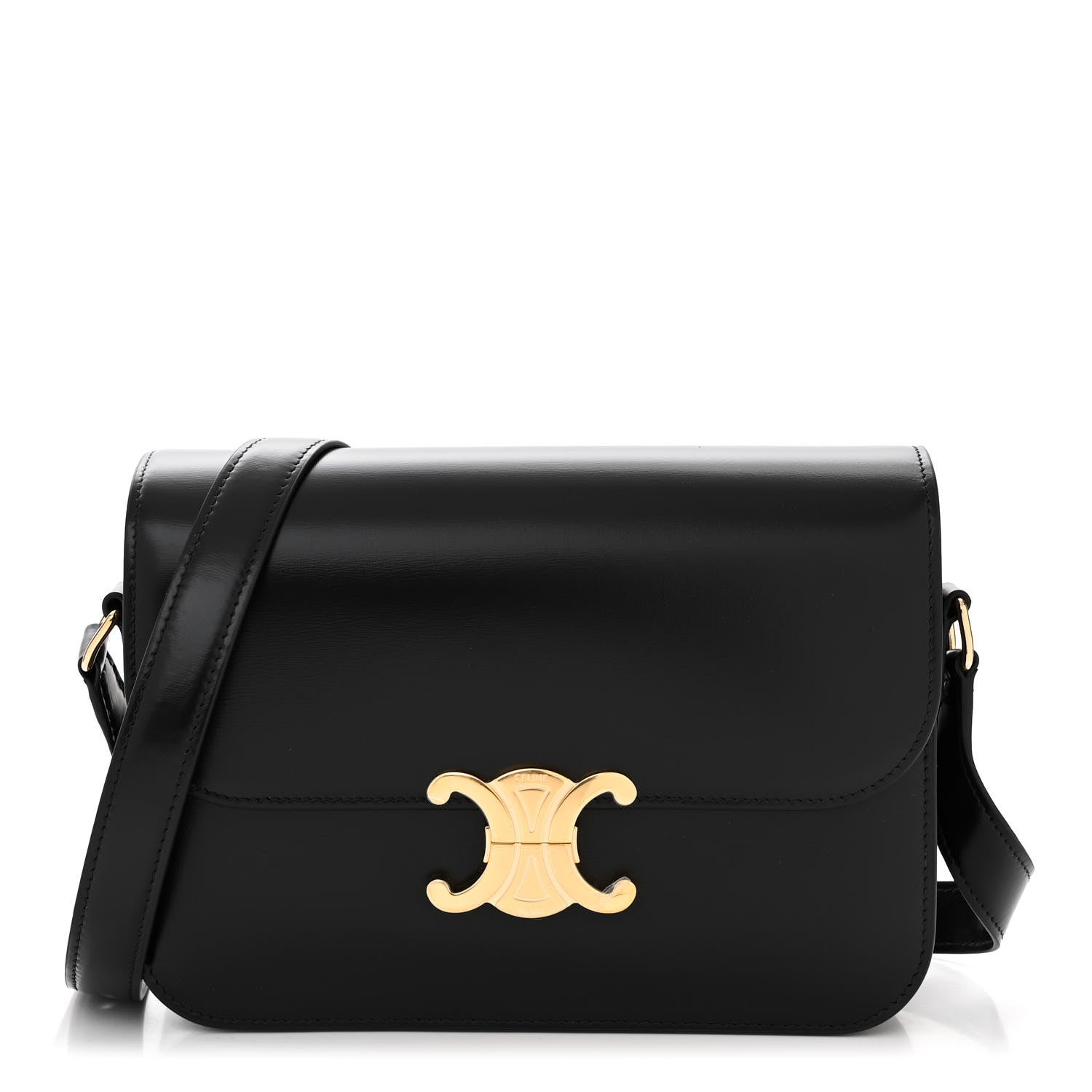 Celine Shiny Calfskin Medium Triomphe Black 1 of 11