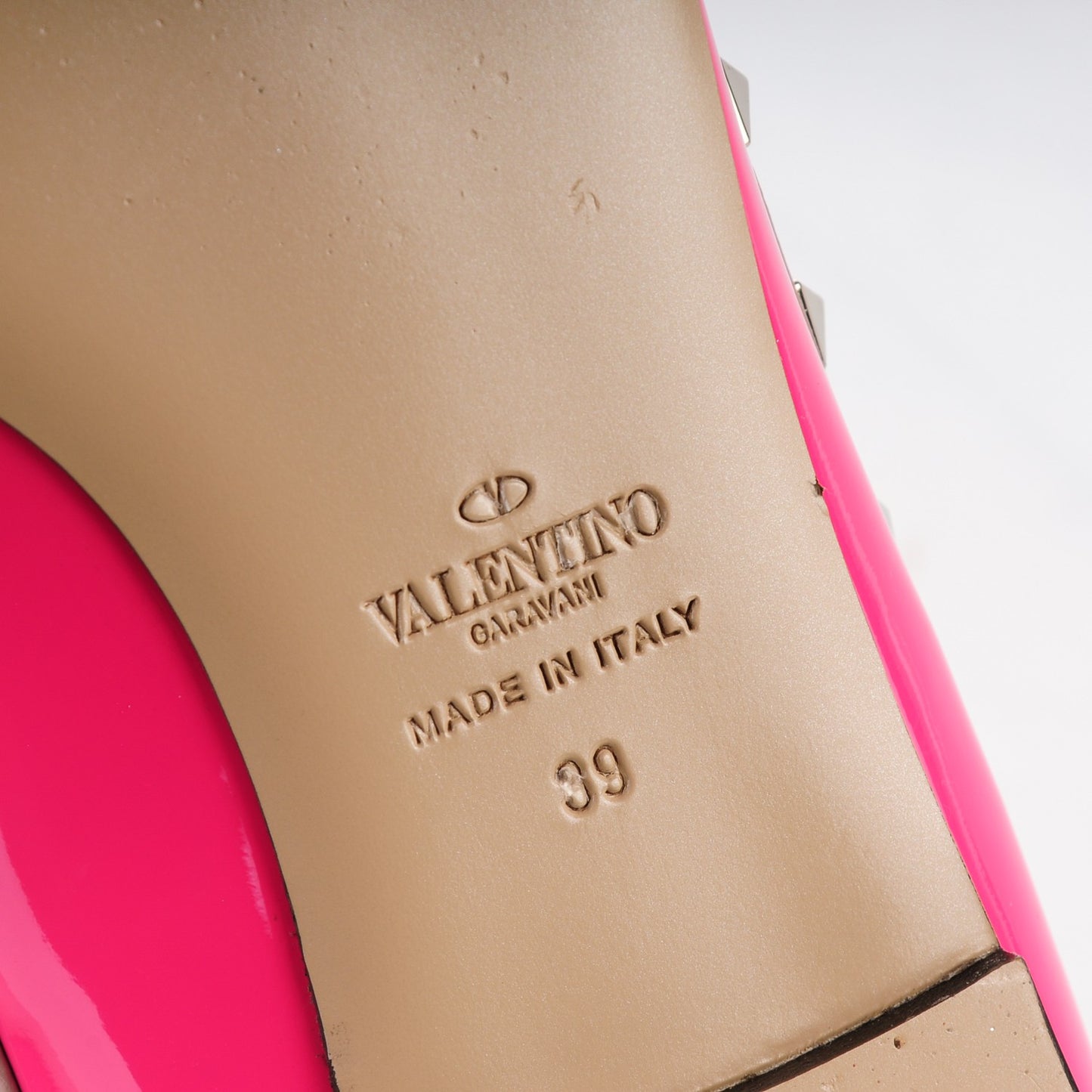 Patent Nappa Rockstud Cage Ballerina Flats 39 Peony Poudre