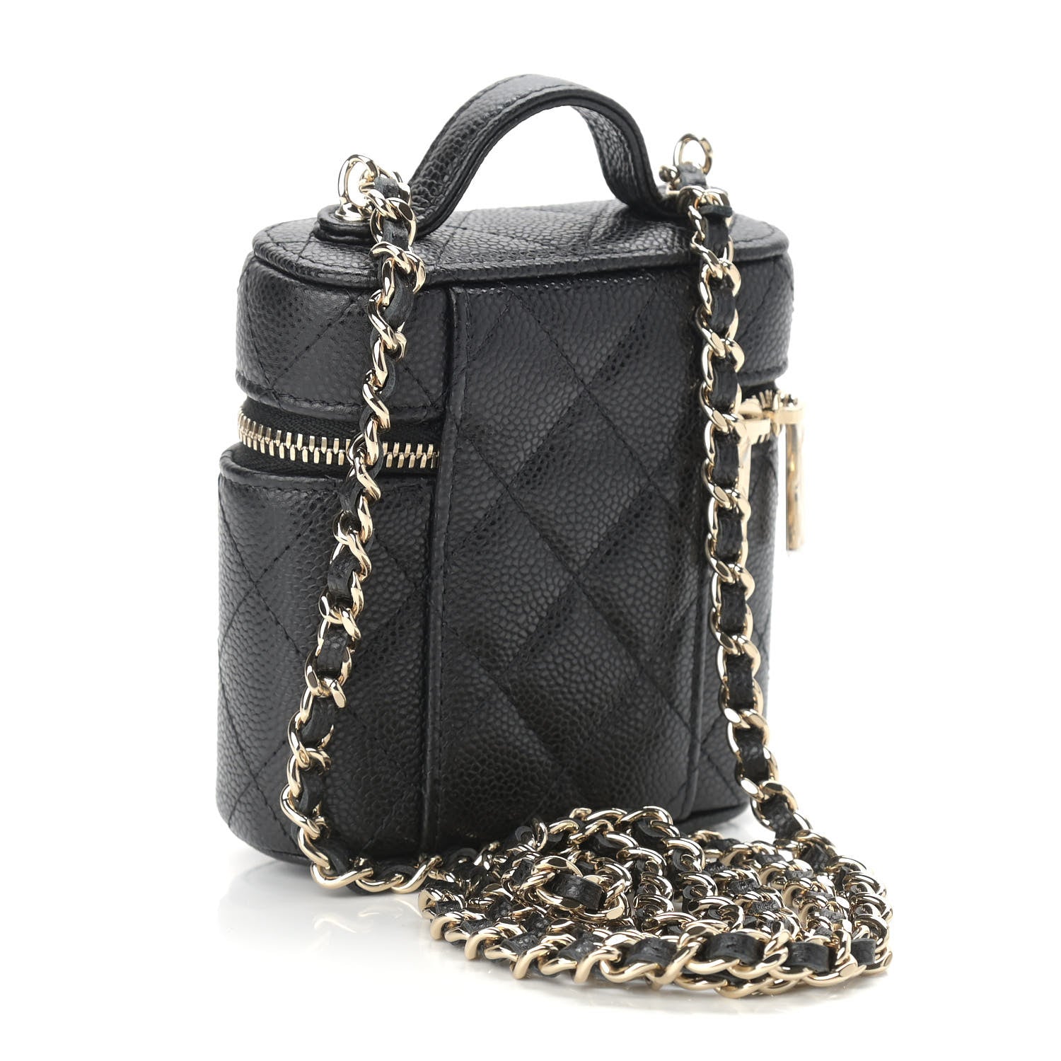 Chanel Caviar Quilted Small Handle With Care Vanity Case With Chain Black 3 of 9