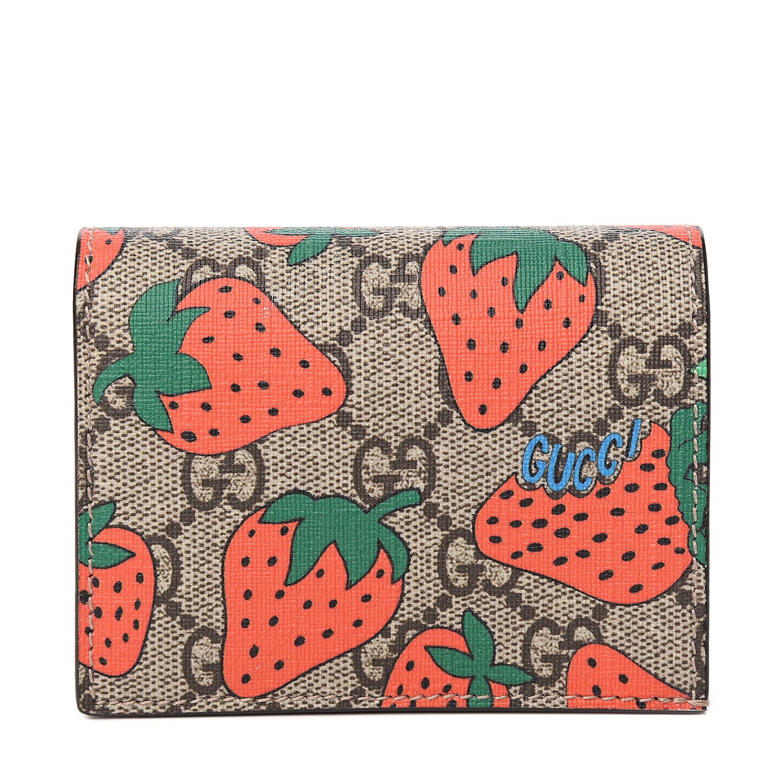 Gucci GG Supreme Monogram Strawberry Card Case 1 of 6