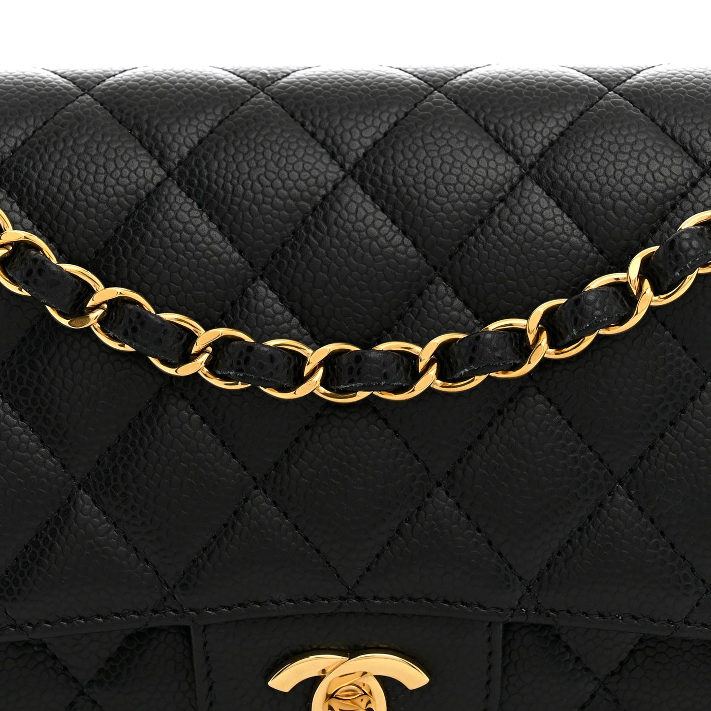 Caviar Quilted Medium Double Flap Black