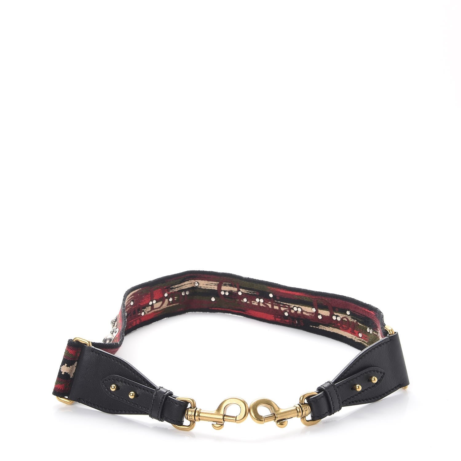 Christian Dior Canvas Embroidered Studded Bohemian Shoulder Strap Red 5 of 6