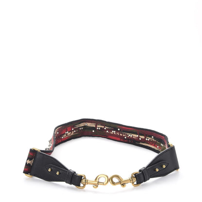 Christian Dior Canvas Embroidered Studded Bohemian Shoulder Strap Red 5 of 6