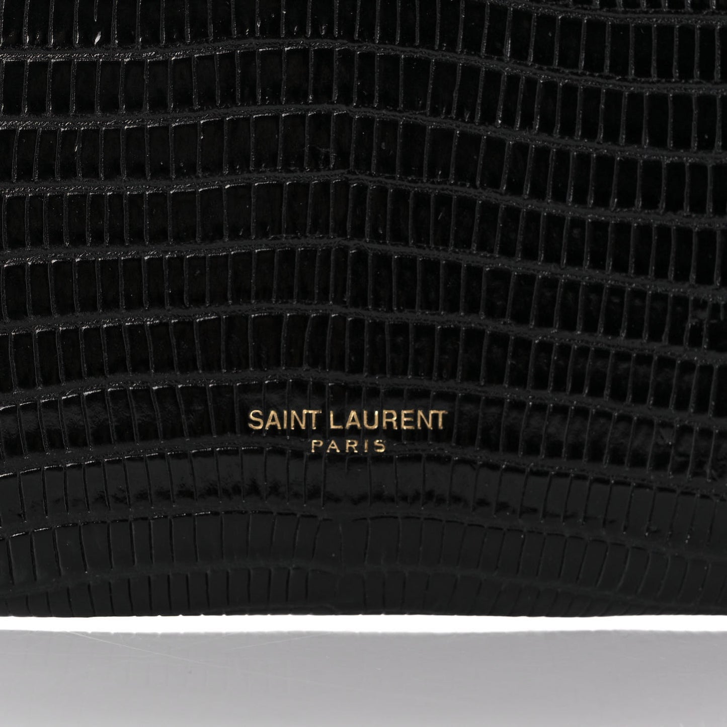 Calfskin Lizard Embossed Paloma Monogram Clutch Black