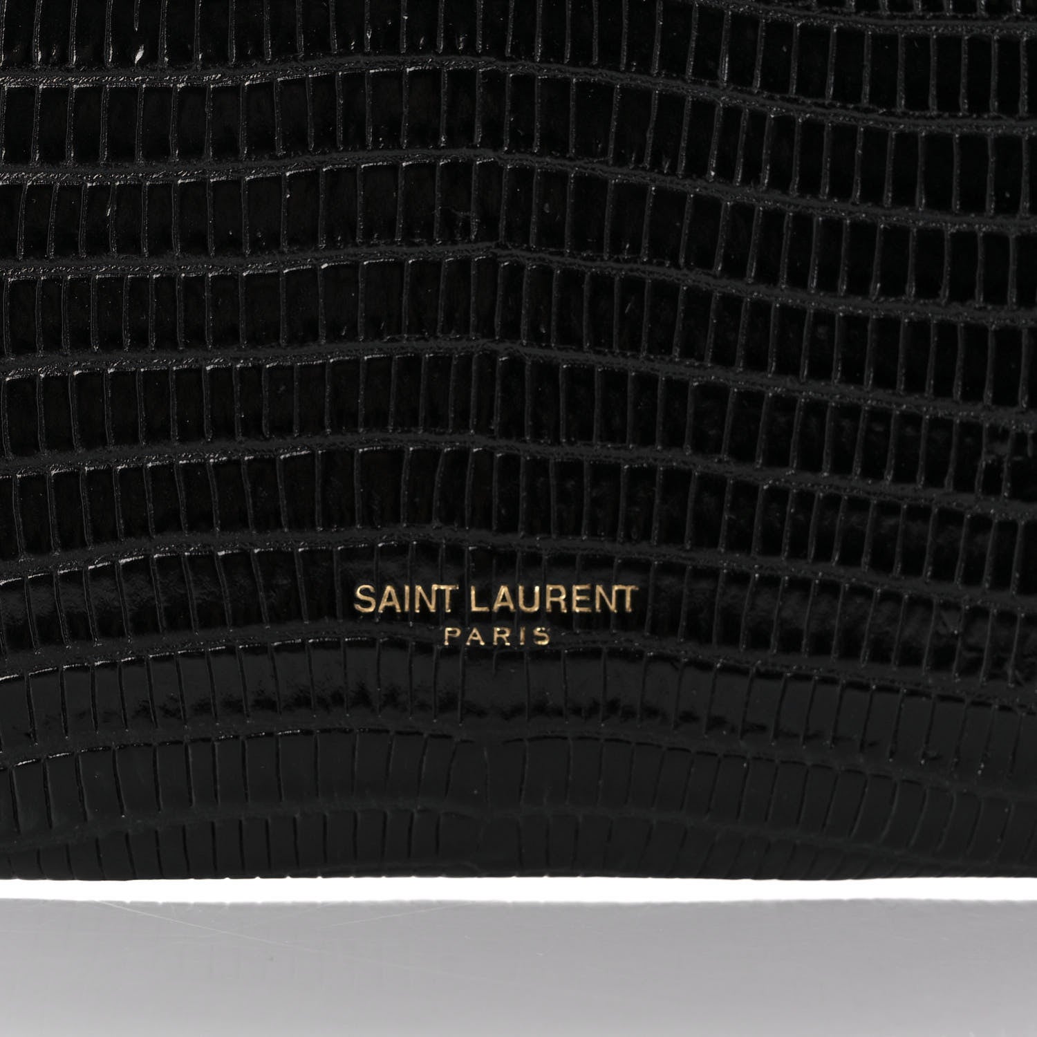 Saint Laurent Calfskin Lizard Embossed Paloma Monogram Clutch Black 8 of 11