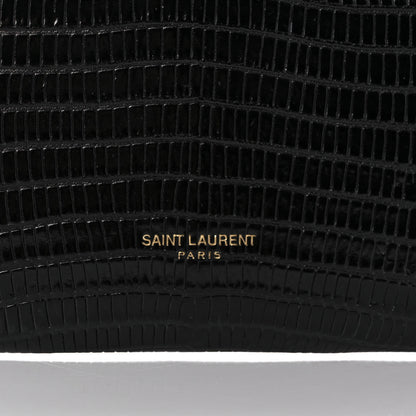 Saint Laurent Calfskin Lizard Embossed Paloma Monogram Clutch Black 8 of 11