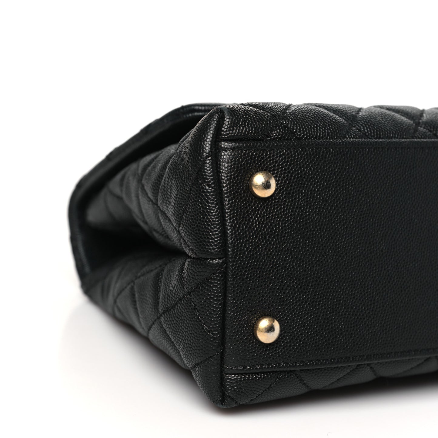 Caviar Lizard Embossed Quilted Small Coco Handle Flap Black