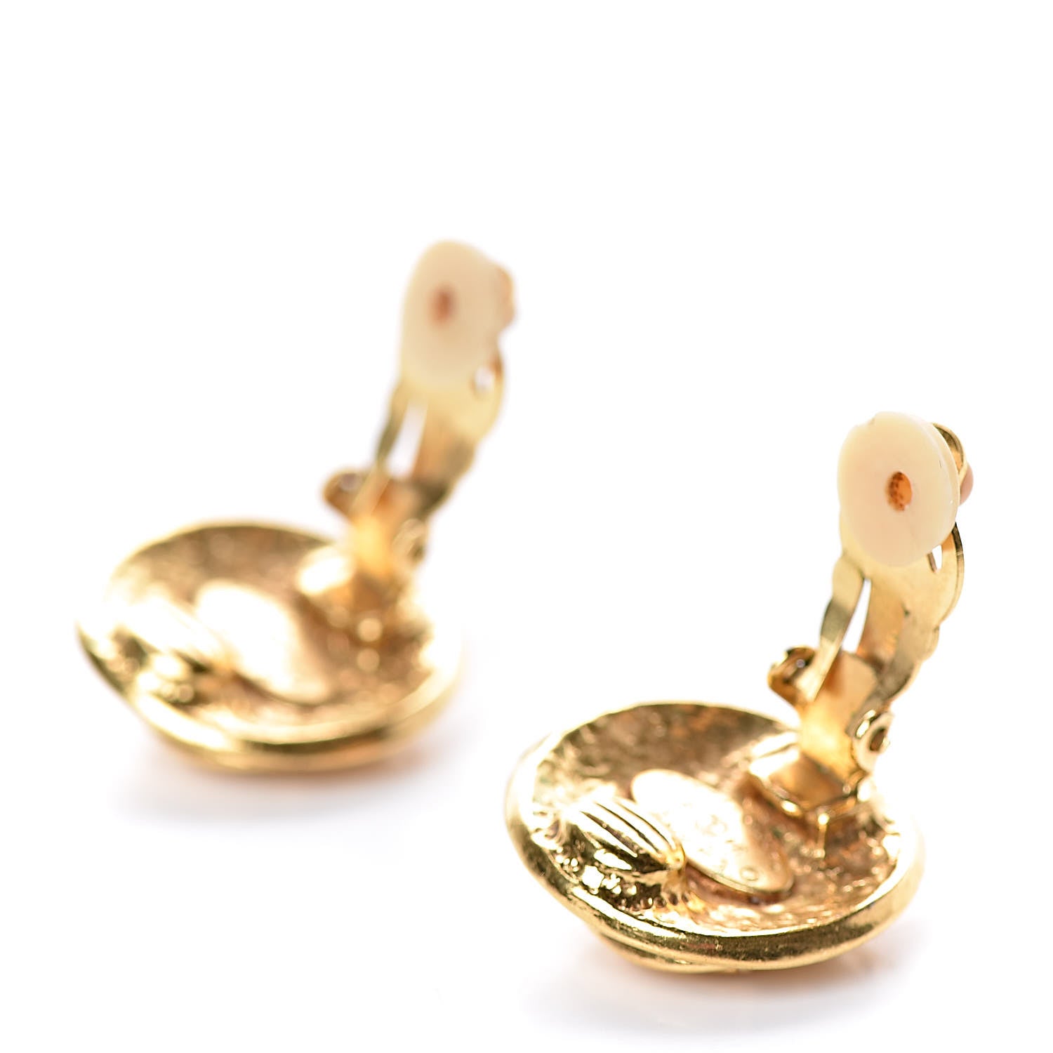 Chanel CC Button Clip On Earrings Gold 4 of 4