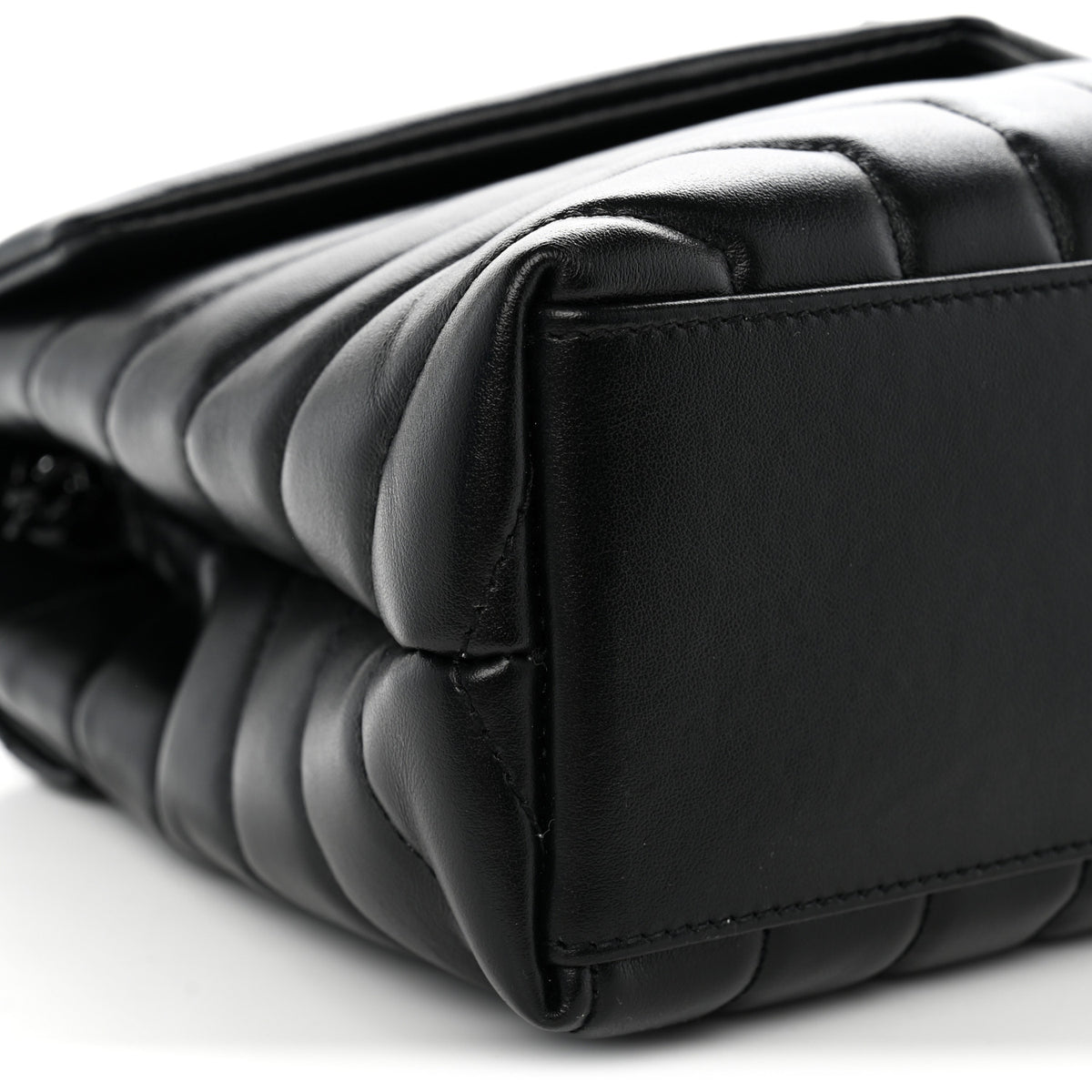 Calfskin Y Quilted Monogram Monochrome Small Loulou Chain Satchel Black