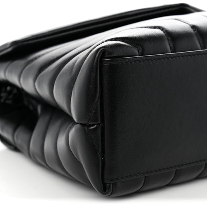 Saint Laurent Calfskin Y Quilted Monogram Monochrome Small Loulou Chain Satchel Black 9 of 10