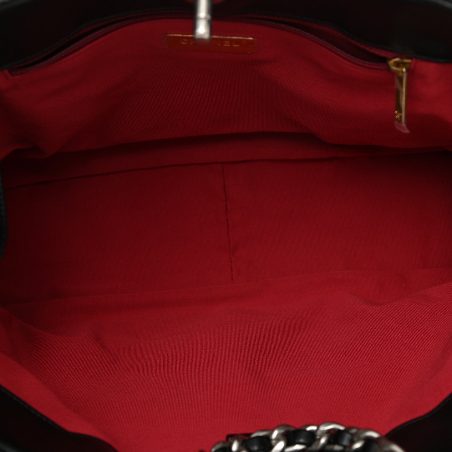 Lambskin Quilted Chanel 19 East West Shopping Bag Black