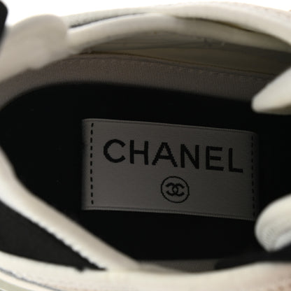 Chanel Velvet Calfskin Mixed Fibers CC Sneakers 36 Ivory Black 7 of 9