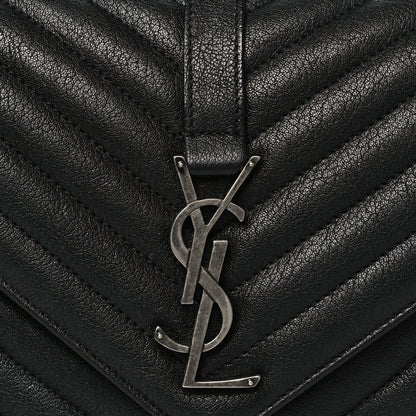 Saint Laurent Sheepskin Matelasse Chevron Monogram Medium College Bag Black 7 of 9