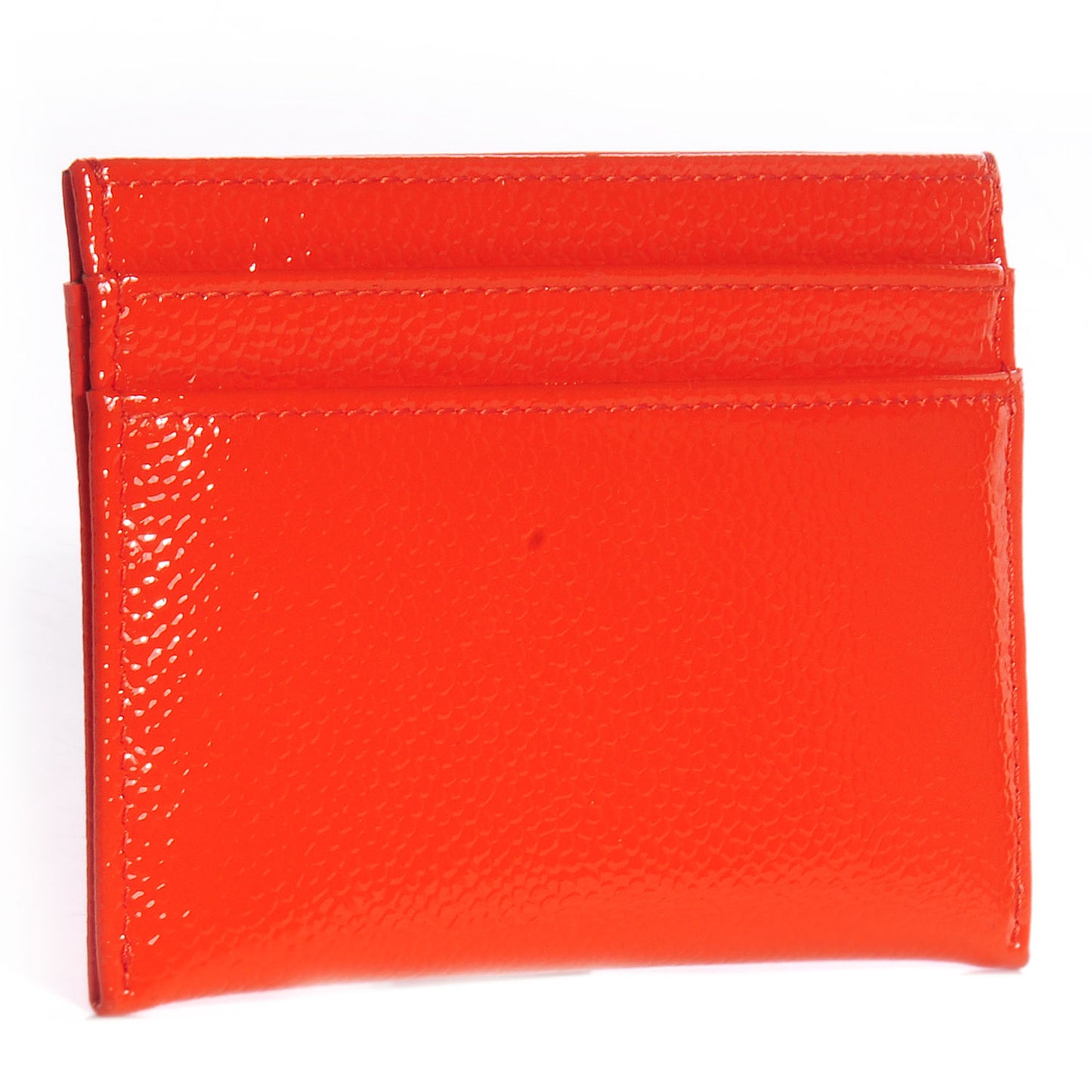Patent Grained Calfskin CC Timeless Card Holder Orange