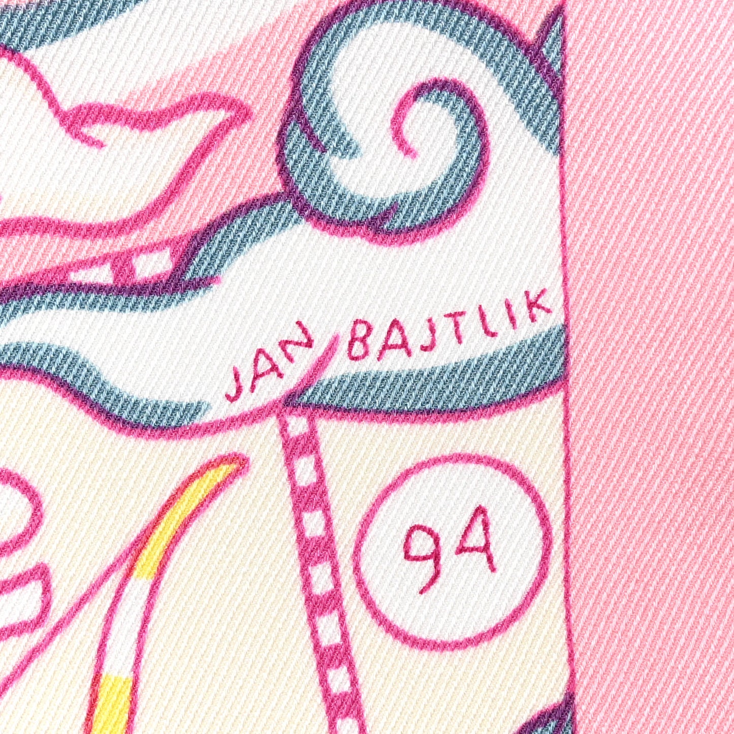 Silk L'Epopee D' Hermes Detail Scarf 70 Rose Buvard Orange Bleu