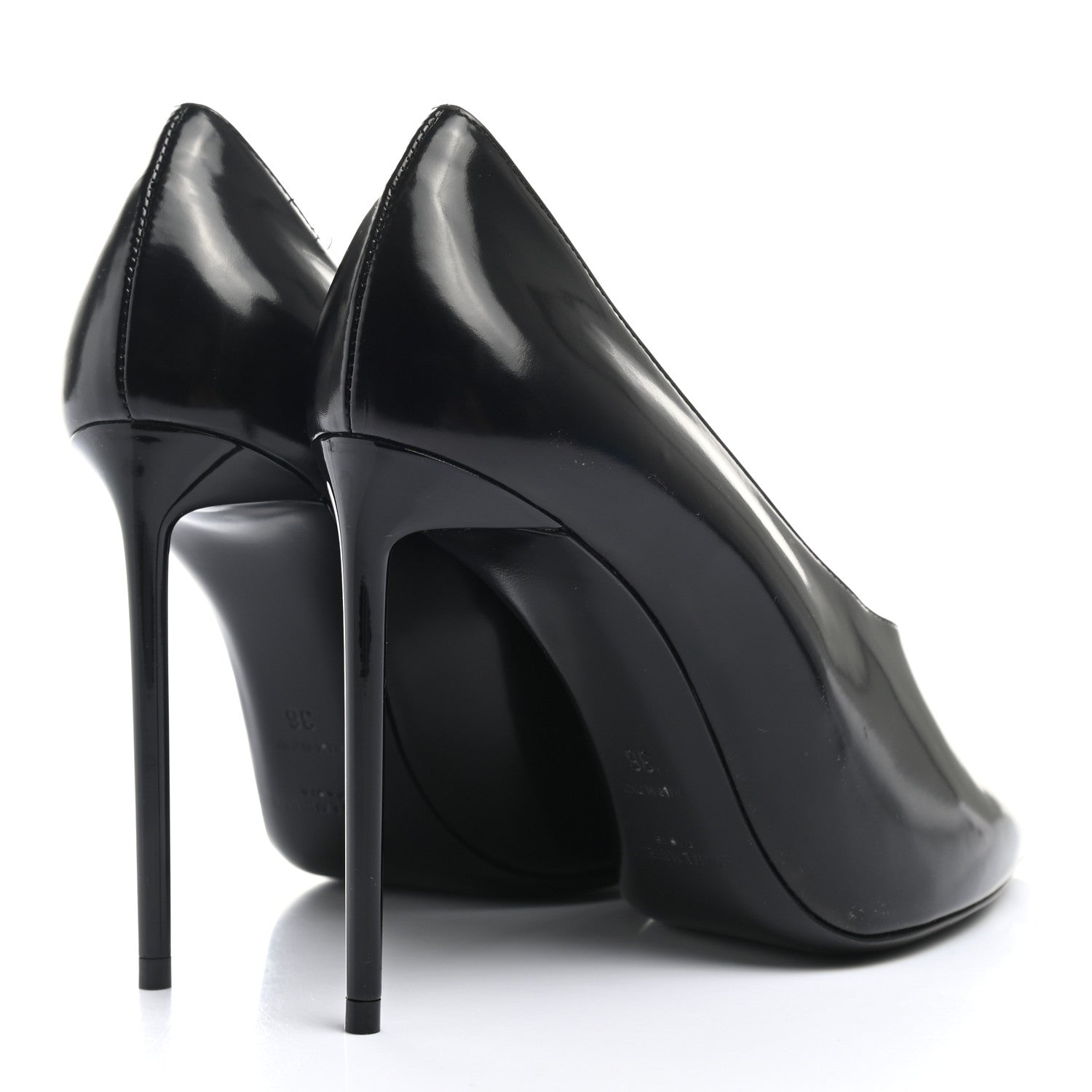 Saint Laurent Patent Calfskin Teddy High Vamp 105 Pumps 36 Black 4 of 11