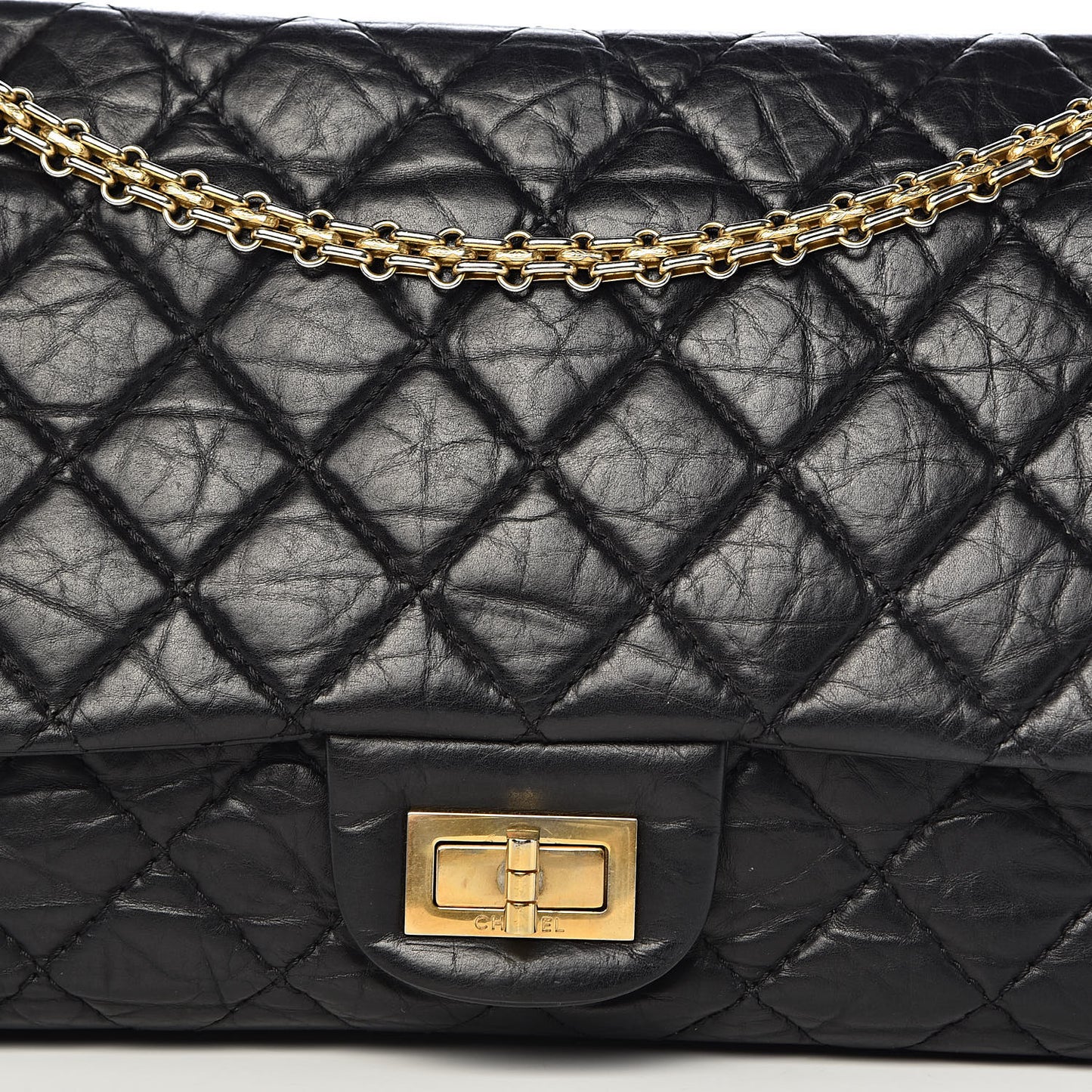 Aged Calfskin Quilted 2.55 Reissue 227 Flap Black