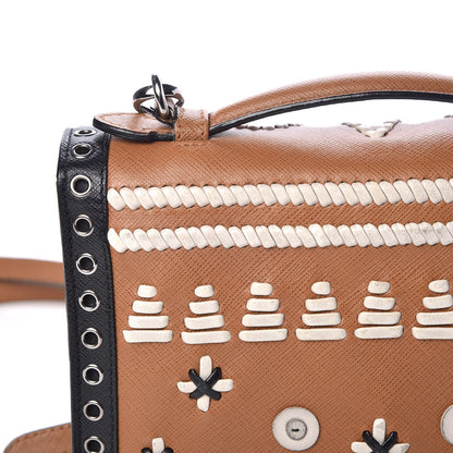 Prada Saffiano Embroidered Pattina Crossbody Bag Caramel Ghiaccio 7 of 10