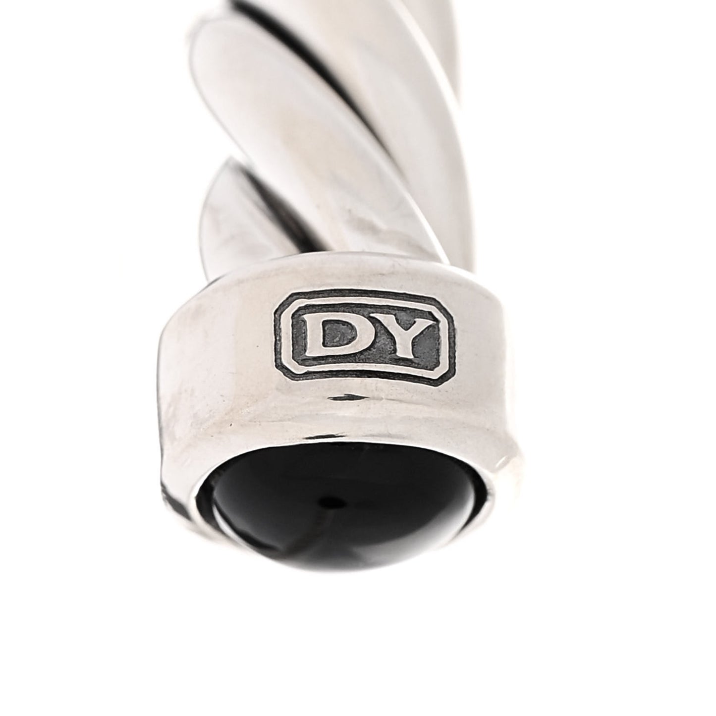 Sterling Silver Onyx 6mm Cable Classic Cuff Bracelet