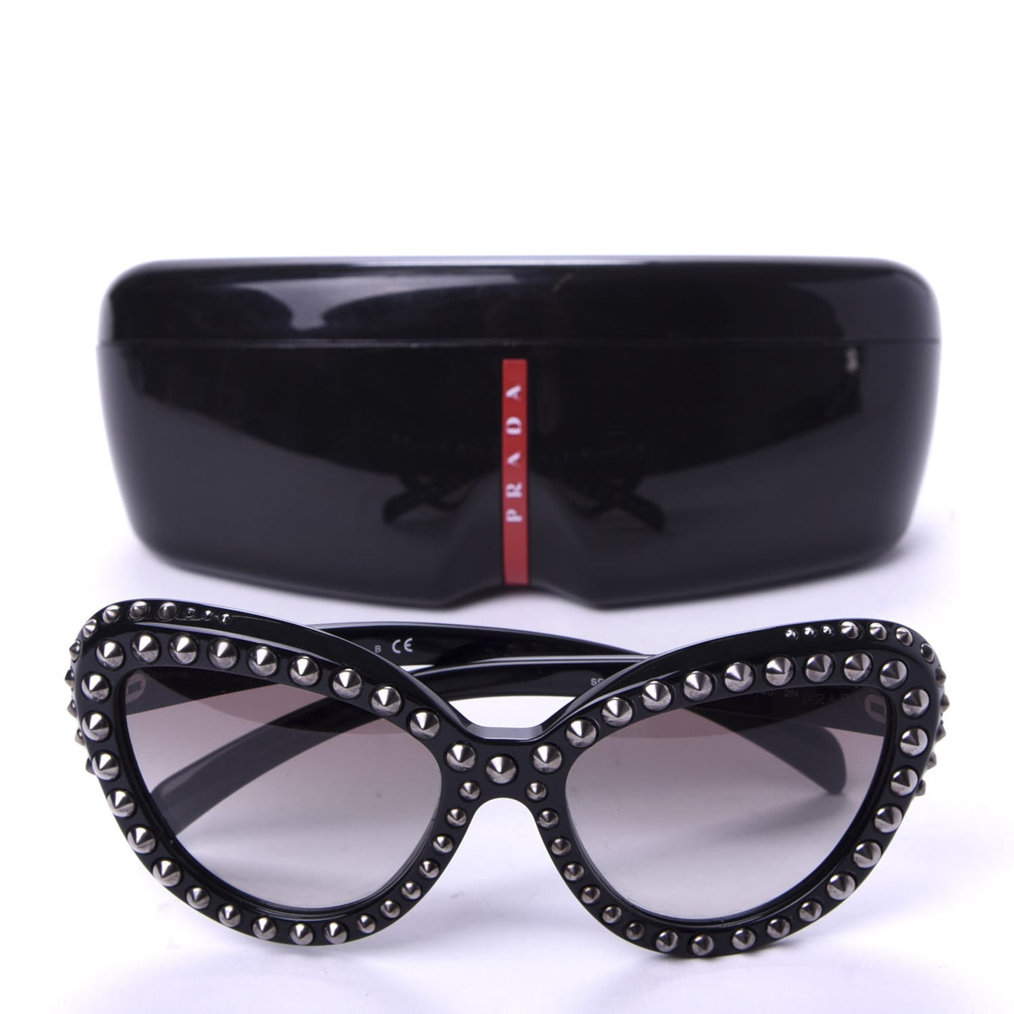 Acetate Studded Ornate Cat Eye Sunglasses SPR 31Q Black