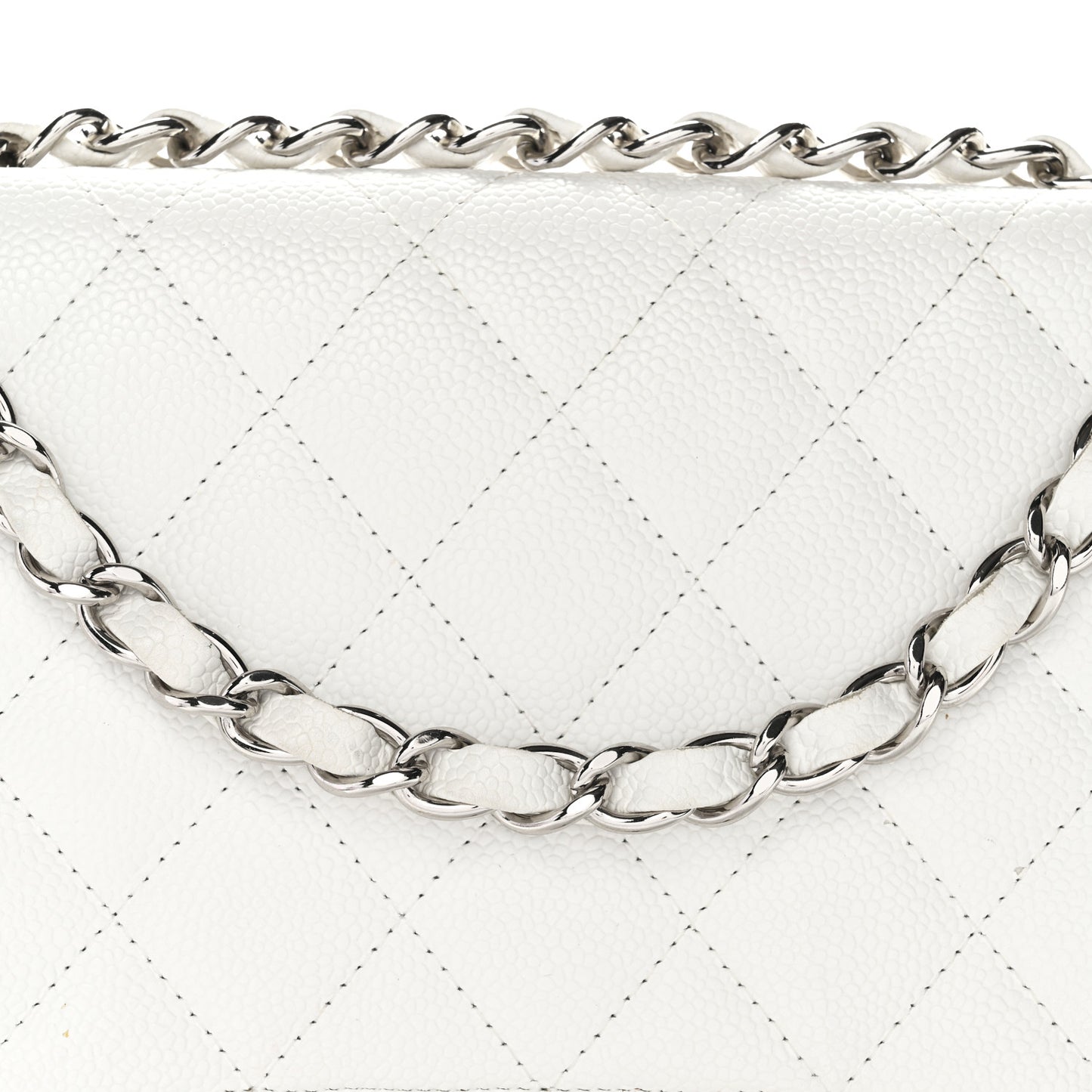Caviar Quilted Jumbo Single Flap White