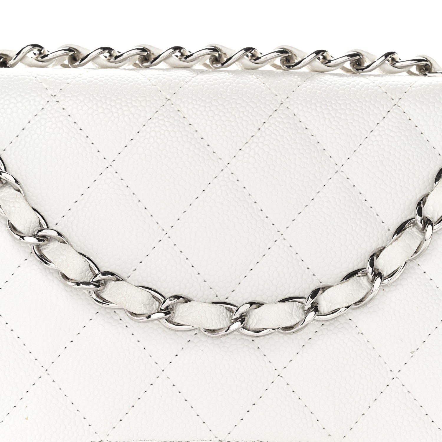 Chanel Caviar Quilted Jumbo Single Flap White 8 of 15