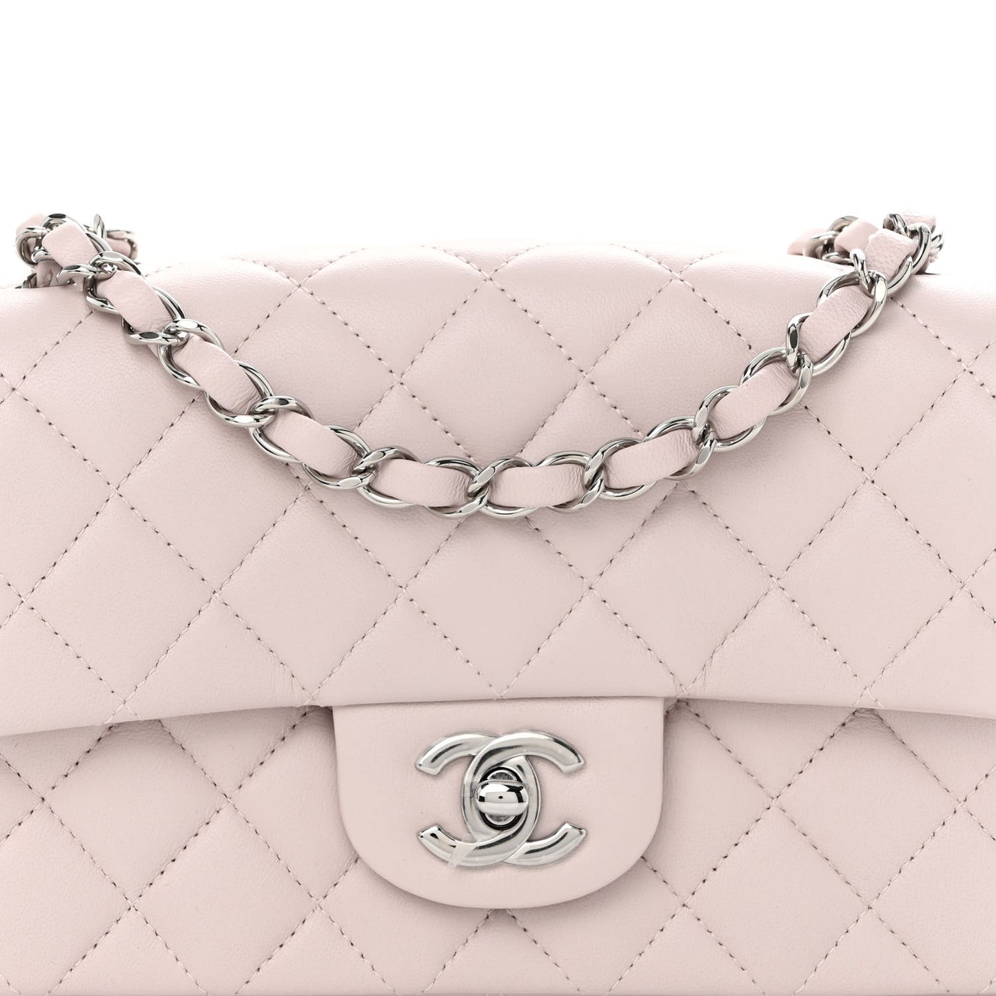 Lambskin Quilted Mini Rectangular Flap Light Purple